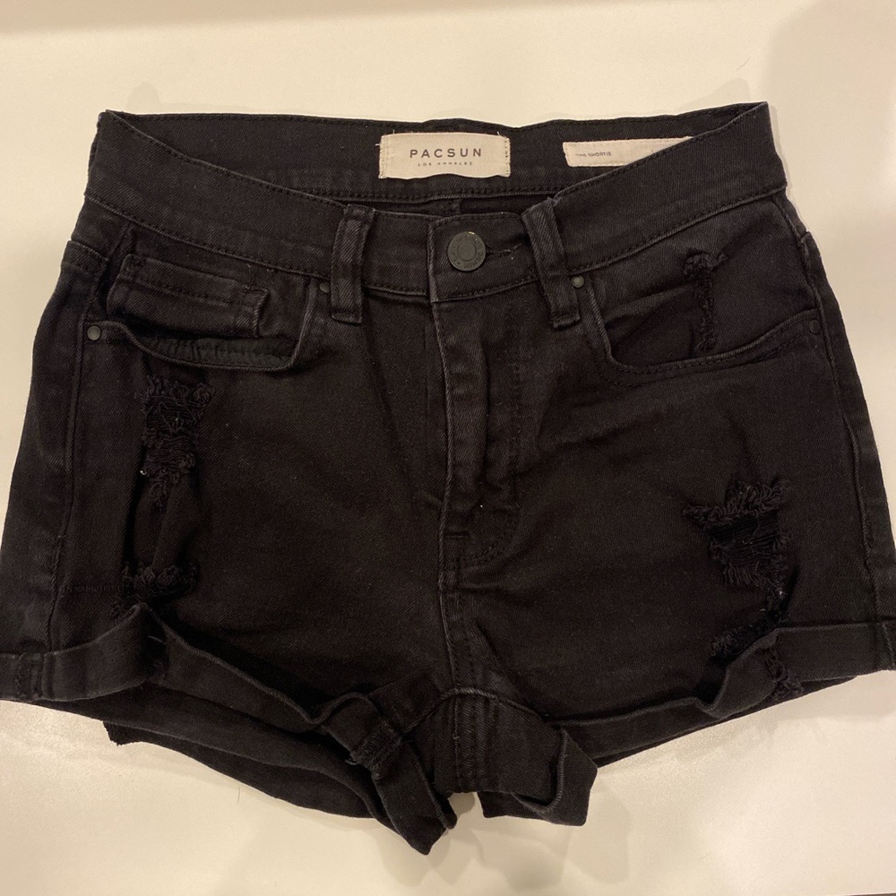 pacsun black jean shorts high rise shorts
